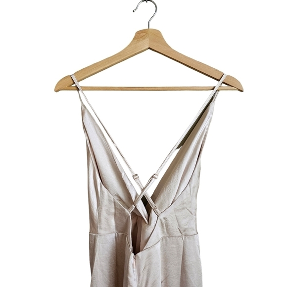 Showpo Jayne Twist Front Maxi Dress in Champagne Satin Beige Color - Picture 5 of 6